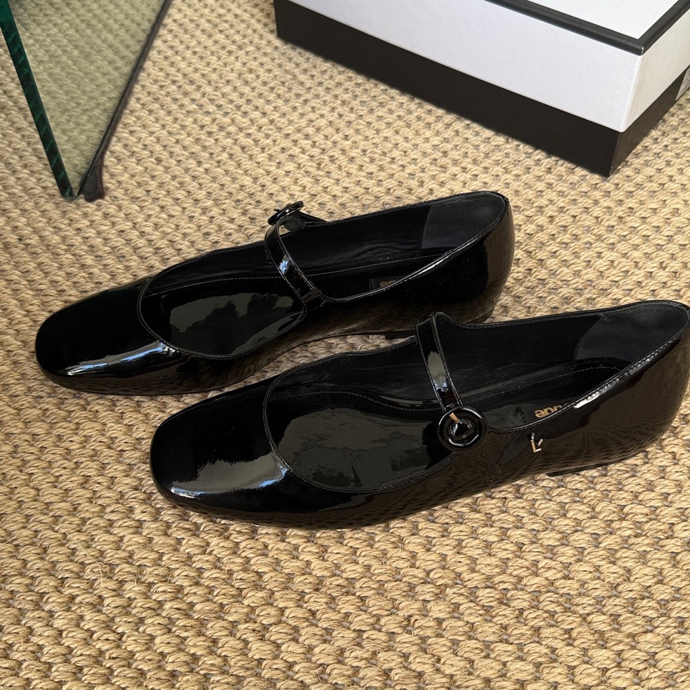Larroude Blair Patent Leather Black Mary Jane Ballet Flat - Picture 2 of 6